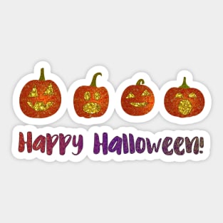 Happy Halloween Glitter Pumpkins Sticker